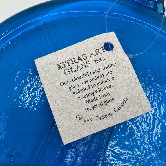 Kitras Art Glass Lighthouse scenic Blue Glass Suncatcher, 6", Window Hanging - Picture 6 of 11